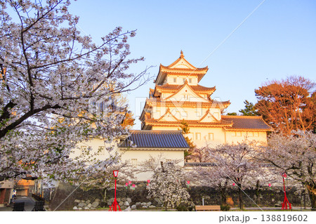 夕陽に輝く大垣城 138819602