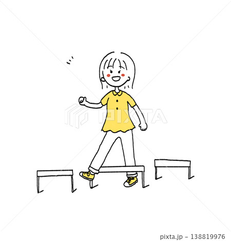 低いハードルを超える女の子のイラスト 138819976