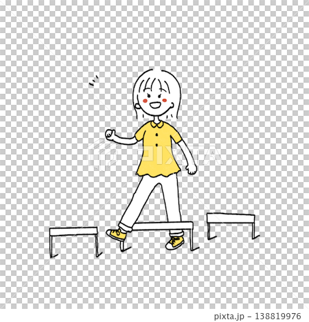 低いハードルを超える女の子のイラスト 138819976