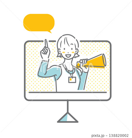オンラインでアドバイスをするパーソナルトレーナー シンプルでお洒落な線画イラスト オンラインでアドバイスをするパーソナルトレーナー シンプルでお洒落な線画イラスト 138820002