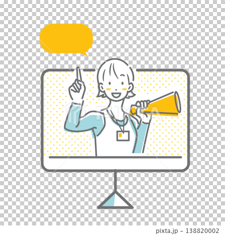 オンラインでアドバイスをするパーソナルトレーナー シンプルでお洒落な線画イラスト オンラインでアドバイスをするパーソナルトレーナー シンプルでお洒落な線画イラスト 138820002