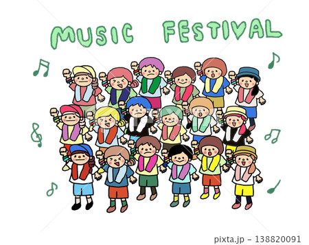 音楽フェス、夏フェス、ロックフェス大好きなカラフルカラフル女の子、男の子 138820091