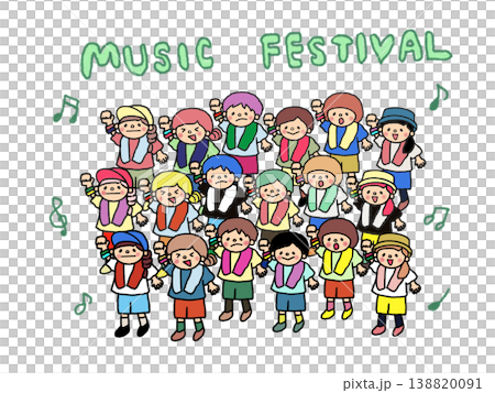 音楽フェス、夏フェス、ロックフェス大好きなカラフルカラフル女の子、男の子 138820091