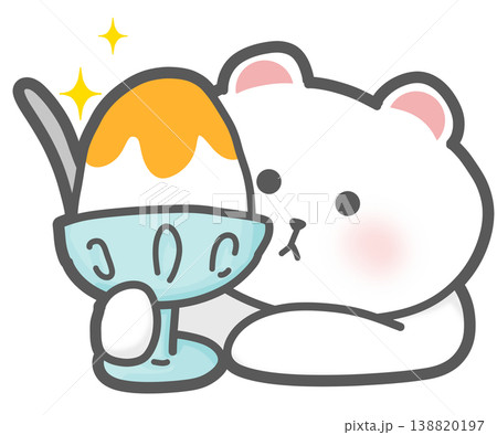 オレンジ色のかき氷とシロクマのかわいいイラスト オレンジ色のかき氷とシロクマのかわいいイラスト 138820197