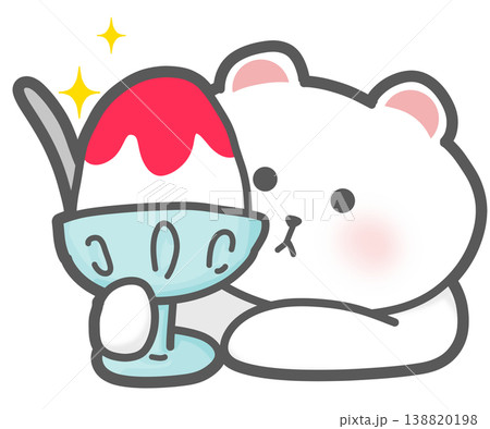 赤色のかき氷とシロクマのかわいいイラスト 赤色のかき氷とシロクマのかわいいイラスト 138820198
