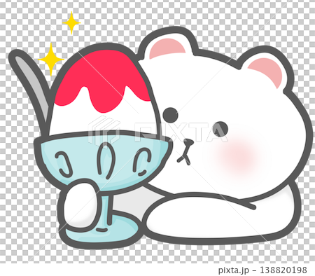 赤色のかき氷とシロクマのかわいいイラスト 赤色のかき氷とシロクマのかわいいイラスト 138820198