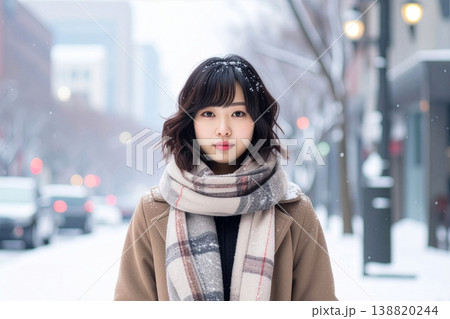 冬にマフラーをしている女性 138820244