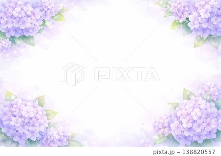 水彩で描いた紫陽花のフレームイラスト 水彩で描いた紫陽花のフレームイラスト 138820557