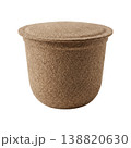 Textured brown natural fiber coffee pod, emphasizing environmental responsibility, recycling concept. Zero waste. 138820630
