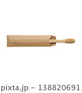 Eco-friendly bamboo toothbrush in minimalist brown packaging, representing conscious dental routine and plastic-free living. 138820691