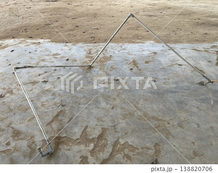 Metal Pipe Structure On Rough Concrete Ground Surface Metal Pipe Structure On Rough Concrete Ground Surface 138820706