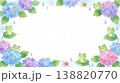 カエルと紫陽花フレーム 梅雨水彩 138820770
