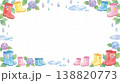 長靴と雨のフレーム 梅雨水彩飾り枠 138820773