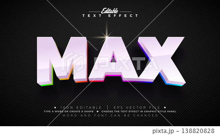 Max Editable Text Effect Design Modern Graphic Style with Shadow and Bold Colorful Lettering on Black Background. Premium Typography Illustration Mockup Template for Greeting Card, Flyer, Banner 138820828