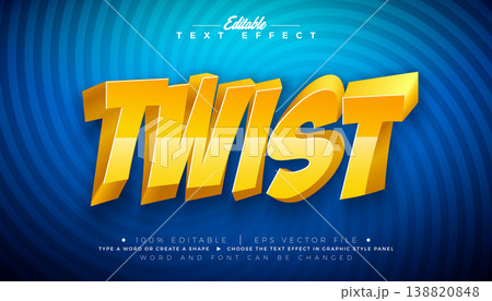 Twist Editable Text Effect Design Vector Graphic Style with Shadow and Swirl 3D Yellow Lettering on Blue Twisted Background. Premium Typography Illustration Mockup Template for Greeting Card, Flyer Twist Editable Text Effect Design Vector Graphic Style with Shadow and Swirl 3D Yellow Lettering on Blue Twisted Background. Premium Typography Illustration Mockup Template for Greeting Card, Flyer 138820848