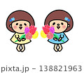 大きなチューリップの花束を持ったおかっぱボブの女の子 138821963