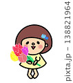 大きなチューリップの花束を持ったおかっぱボブの女の子 138821964