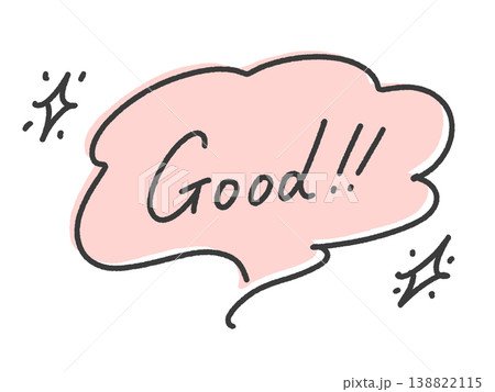 Good‼︎ 手書き文字のメッセージ ピンク 吹き出しとキラキラ Good‼︎ 手書き文字のメッセージ ピンク 吹き出しとキラキラ 138822115