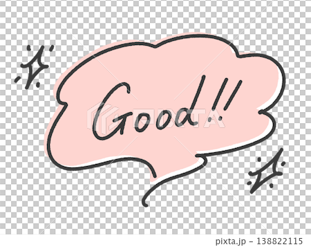 Good‼︎ 手書き文字のメッセージ ピンク 吹き出しとキラキラ Good‼︎ 手書き文字のメッセージ ピンク 吹き出しとキラキラ 138822115