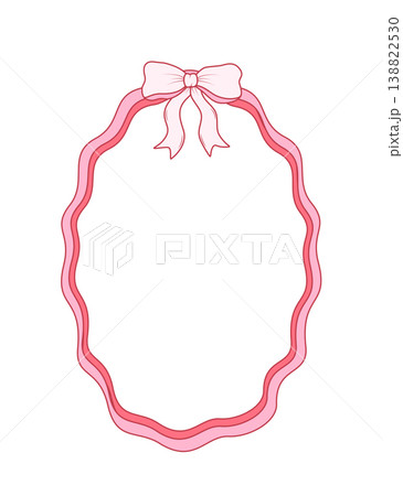 Coquette frame with wavy lines and bows. Vector illustration vintage style, perfect for wedding invitations, birthday cards, and holiday decor 138822530