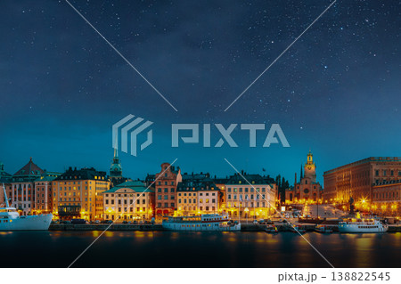 Panoramic Night Skyline of Gamla Stan 138822545