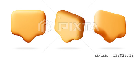 Three yellow 3d speech bubbles for communication 138823318