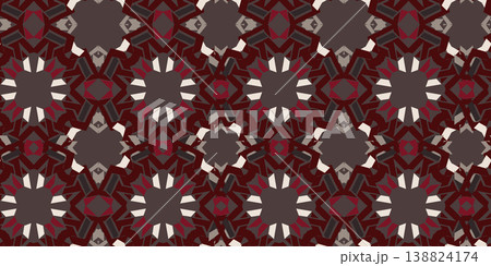 Luxury seamless repeat with sharp geometric shapes in burgundy, red, and charcoal. A sophisticated abstract design for high end textiles and decor. 138824174