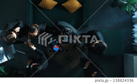 Top down view of smart business team listen investor present idea. Directorate. Top down view of smart business team listen investor present idea. Directorate. 138824336