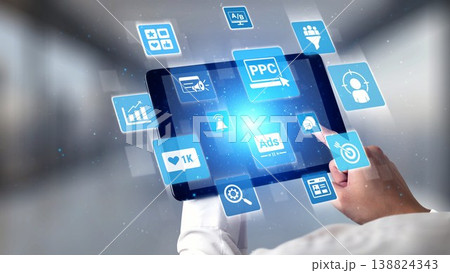 Marketing online strategy with digital advertising, PPC, social media and SEO icons Gist Marketing online strategy with digital advertising, PPC, social media and SEO icons Gist 138824343