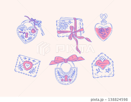 Love elements heart shape lock envelope perfume blue 138824598