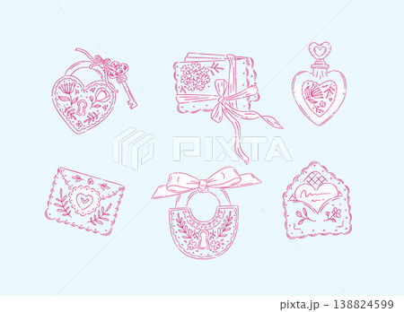 Love elements heart shape lock envelope perfume pink blue 138824599