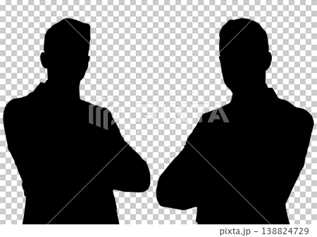 A set of silhouettes of businessmen with their arms crossed. 138824729