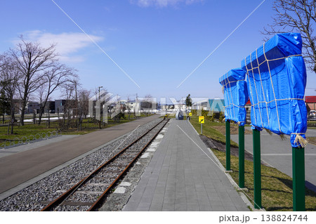 駅跡地さくら公園（旧新十津川駅）の春 138824744