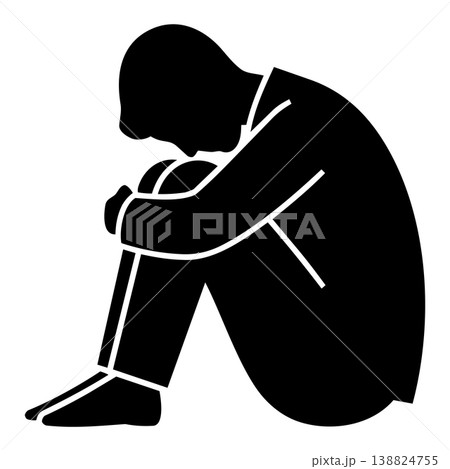 落ち込んで体操座りをするビジネスマン 落ち込んで体操座りをするビジネスマン 138824755