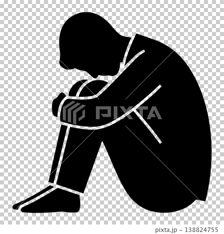 一位情緒低落的商人盤腿而坐。 一位情緒低落的商人盤腿而坐。 138824755