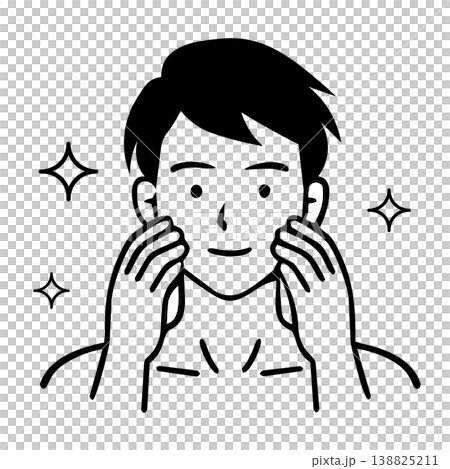 Men who use skincare products to improve their skin. 138825211