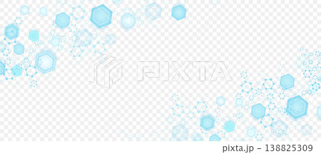 Health care or medical abstract background with hexagons, lines and dots. Scientific innovation banner template concept. Biology and pharmaceutical technology background. Vector illustration. Health care or medical abstract background with hexagons, lines and dots. Scientific innovation banner template concept. Biology and pharmaceutical technology background. Vector illustration. 138825309