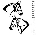 bridled horse with champion award rosette black and white vector head 138825718