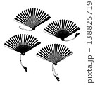 traditional asian hand fan with cord and tassel decor vector set 138825719