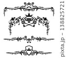 vector design set of royal crown, crossed keys, shield, sword and roses black and white page decor 138825721