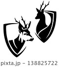 wild roe deer head and shield black and white vector heraldic design 138825722