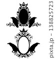 vector black and white vintage style oval frame design with raven birds, roses and crowns 138825723