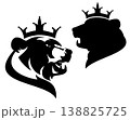 king bear head with royal crown black vector outline and silhouette portrait 138825725