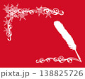 writing santa letter with feather quill pen vector copy space snow frame 138825726