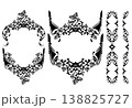 black and white gondola boat and rose flowers vector decor elements for antique venetian frame design 138825727