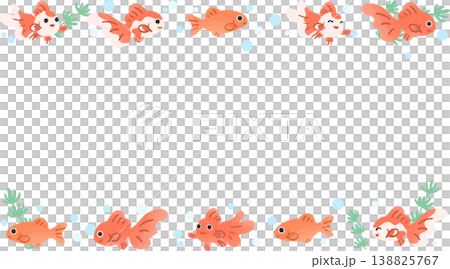 可愛的金魚裝飾邊框，透明背景向量圖 | 日式設計素材，相容於 16:9 寬高比 138825767