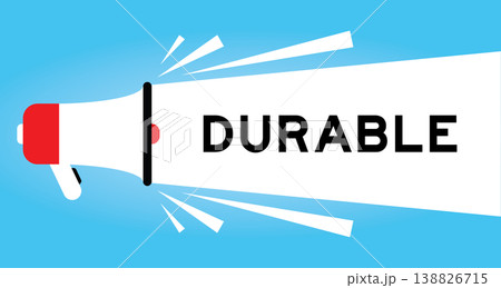 Color megaphone icon with word durable in white banner on blue background 138826715