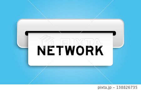 White coupon banner with word network from machine on blue color background 138826735