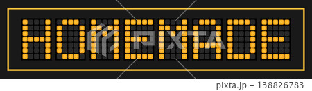 Orange color led banner in word homemade on black background Orange color led banner in word homemade on black background 138826783