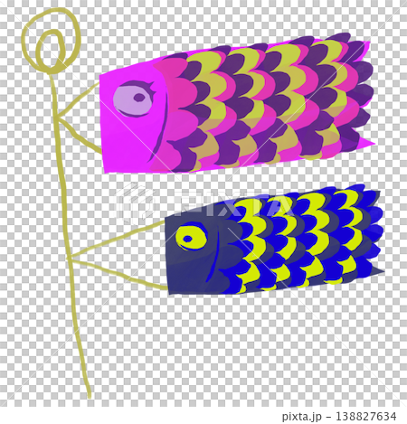 簡單可愛鯉魚旗插畫 簡單可愛鯉魚旗插畫 138827634